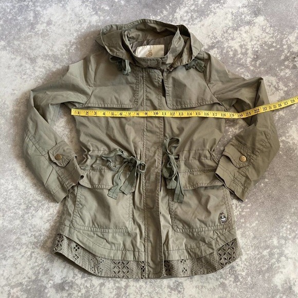 Tweenie Weenie Olive Green Jacket Hooded Size Petite Small - Picture 5 of 10